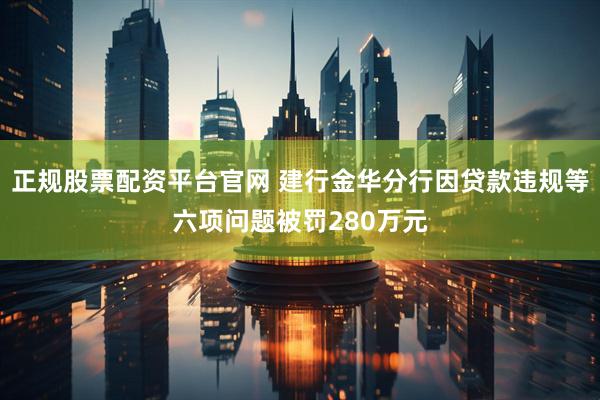 正规股票配资平台官网 建行金华分行因贷款违规等六项问题被罚280万元