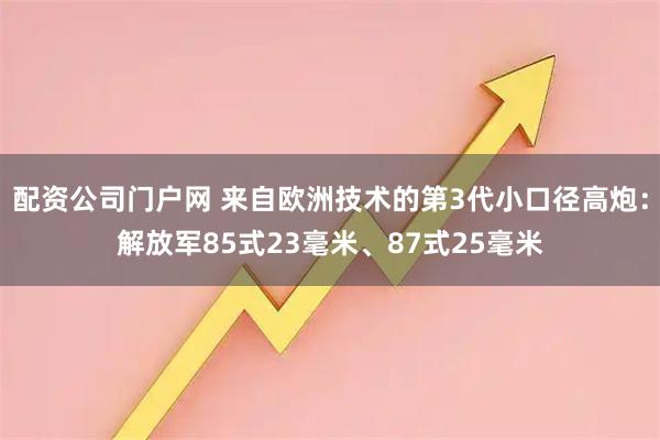 配资公司门户网 来自欧洲技术的第3代小口径高炮:解放军85式23毫米、87式25毫米